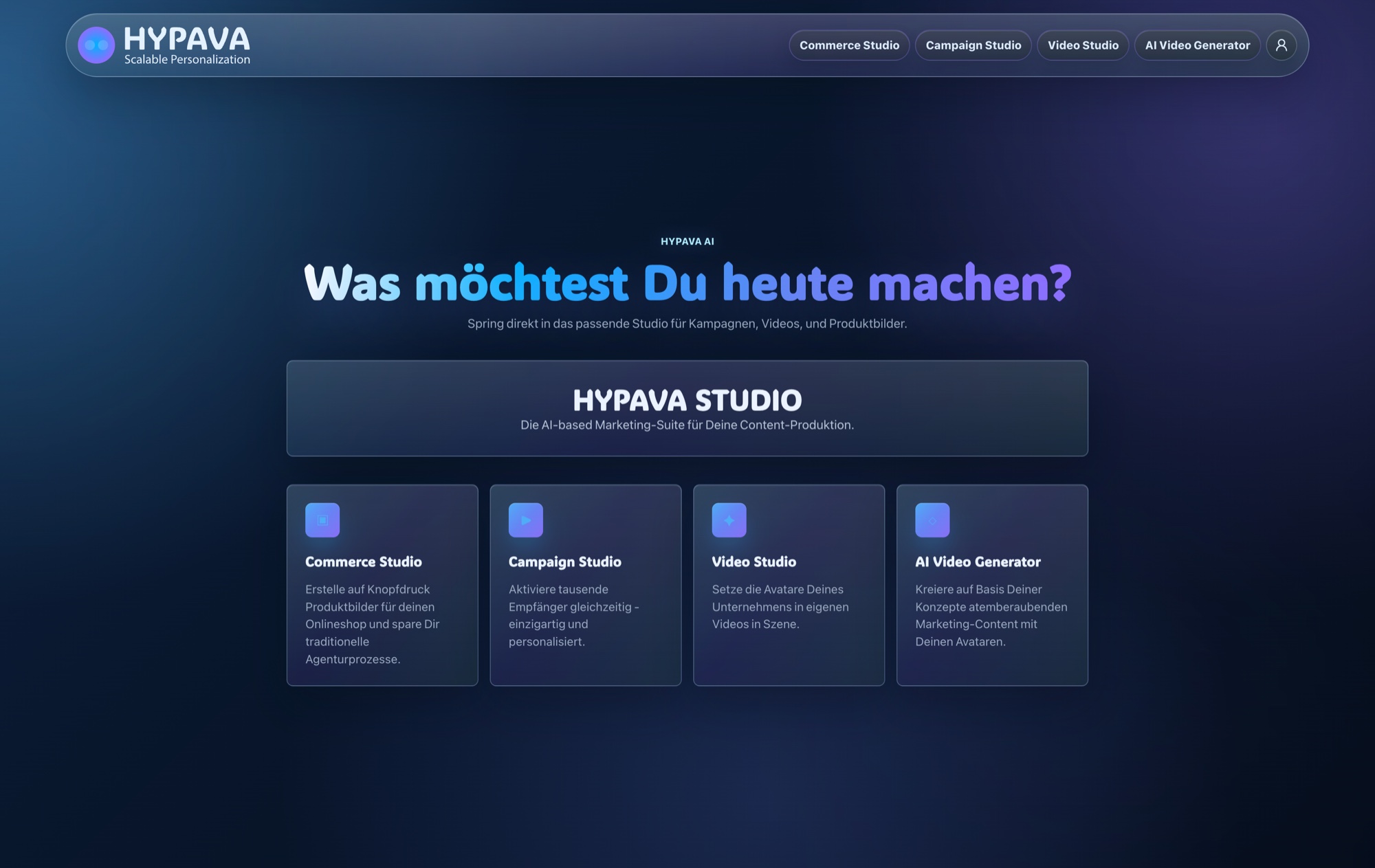 Startseite des HYPAVA Studios