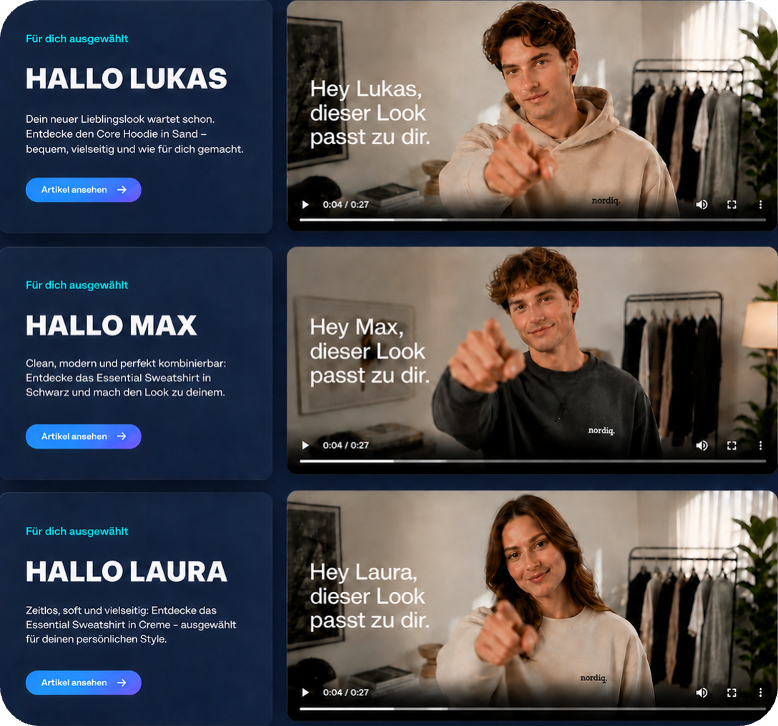 Personalisierte Campaign-Studio-Ausgaben für Lukas, Max und Laura