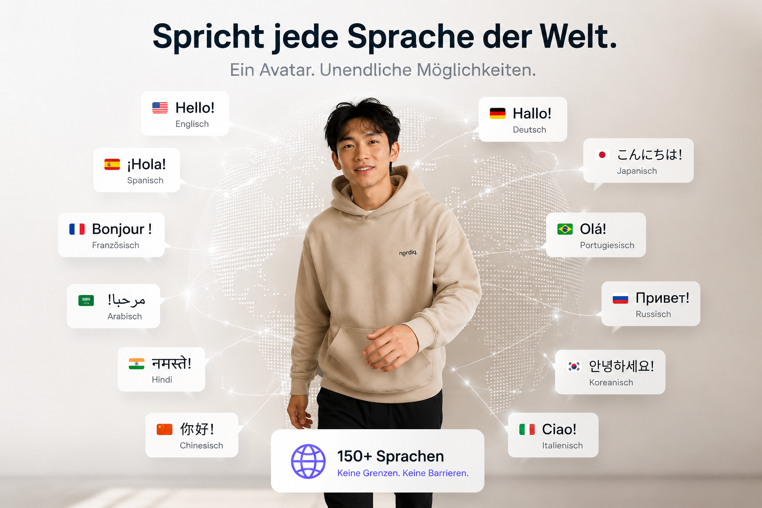 Generischer HYPAVA Video Studio Workflow für lokalisierte Avatar-Videos in mehreren Märkten